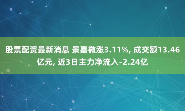 股票配资最新消息 景嘉微涨3.11%, 成交额13.46亿元, 近3日主力净流入-2.24亿